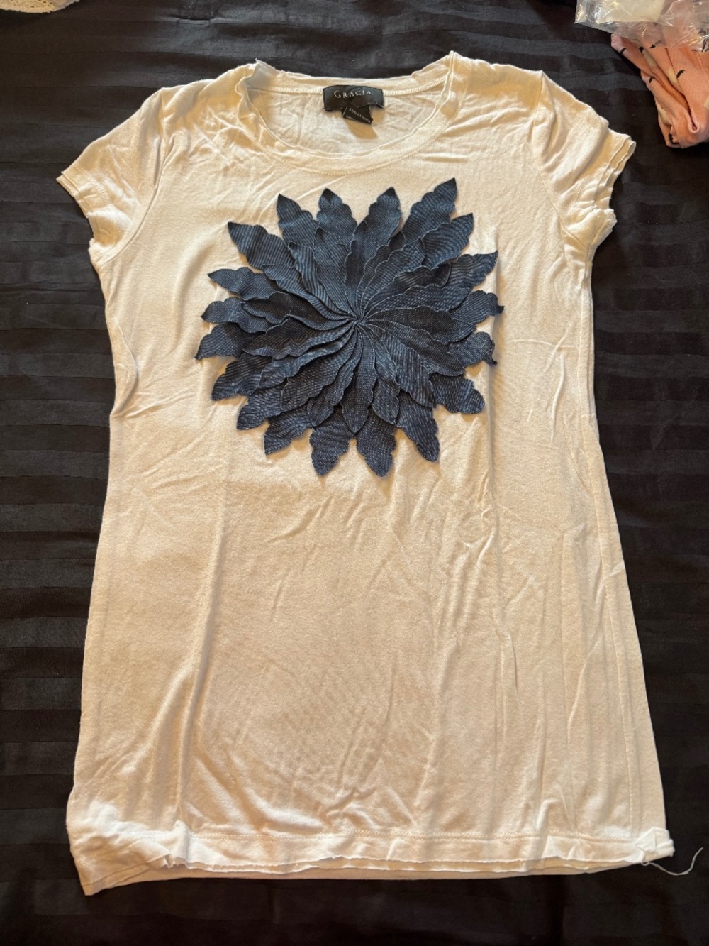 Gracia Denim Flower sleeveless Top